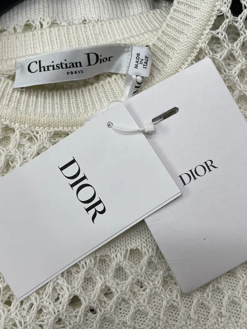 Dior Dior White striped hollow knitwear long sleeves Size XS / US 0-2 / IT 36-38 - 3 Thumbnail