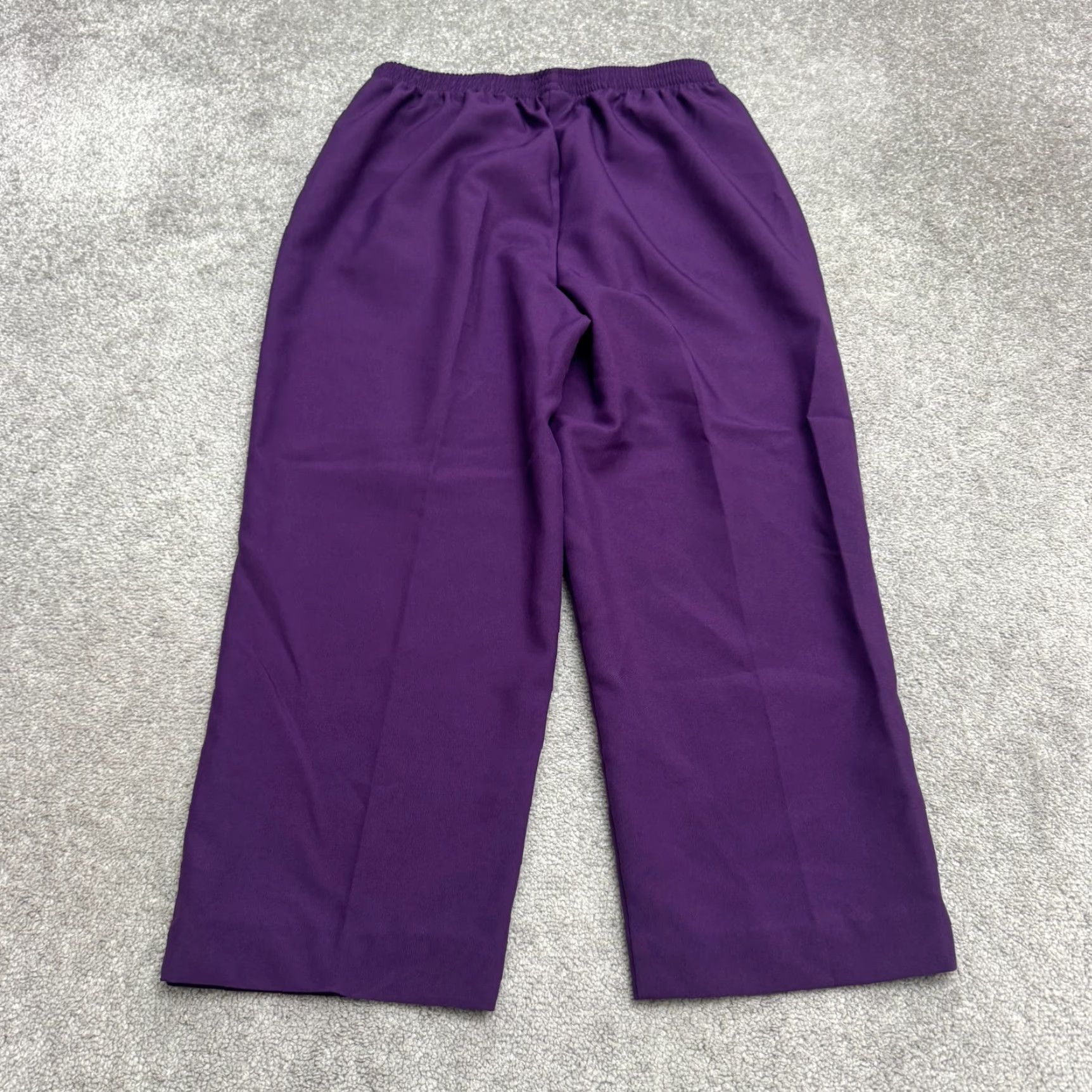 Vintage Sara Morgan Purple Pants Womens 16P Petite Straight Leg Dress Pants Elastic Waist Classic Slacks Modern & Preppy Womens Size 38" / US 16 / IT 52 - 2 Thumbnail