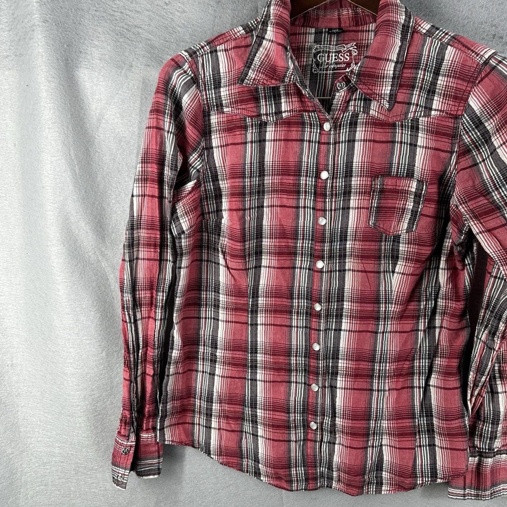 Guess VINTAGE Guess Western Shirt Womens L Red Plaid Long Sleeve Cowgirl 90s Country Button-Up Size L / US 10 / IT 46 - 3 Thumbnail