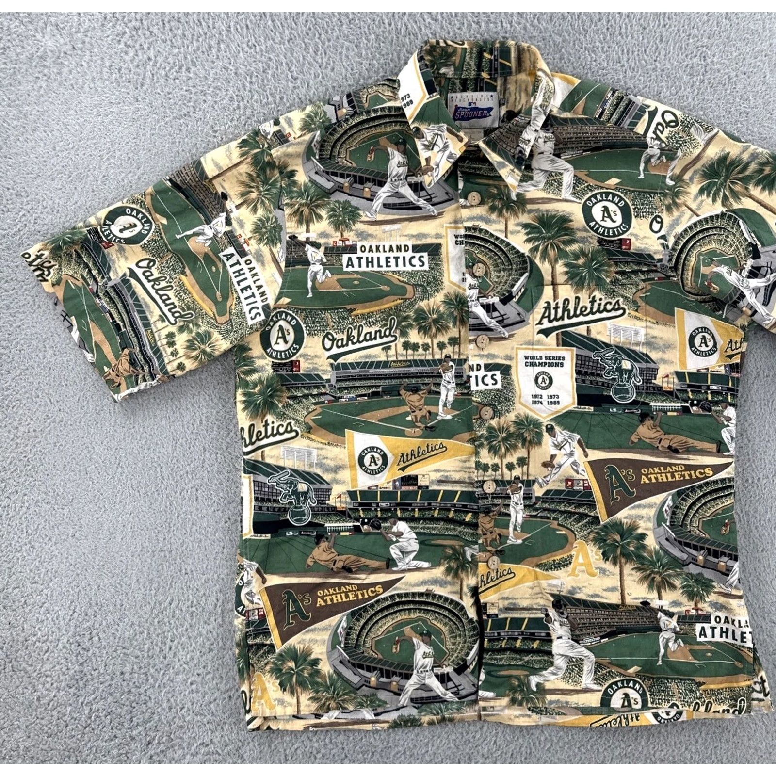 Reyn Spooner Reyn Spooner Men’s Large MLB Baseball Oakland Athletics Cotton Button-Up Shirt Size US L / EU 52-54 / 3 - 3 Thumbnail