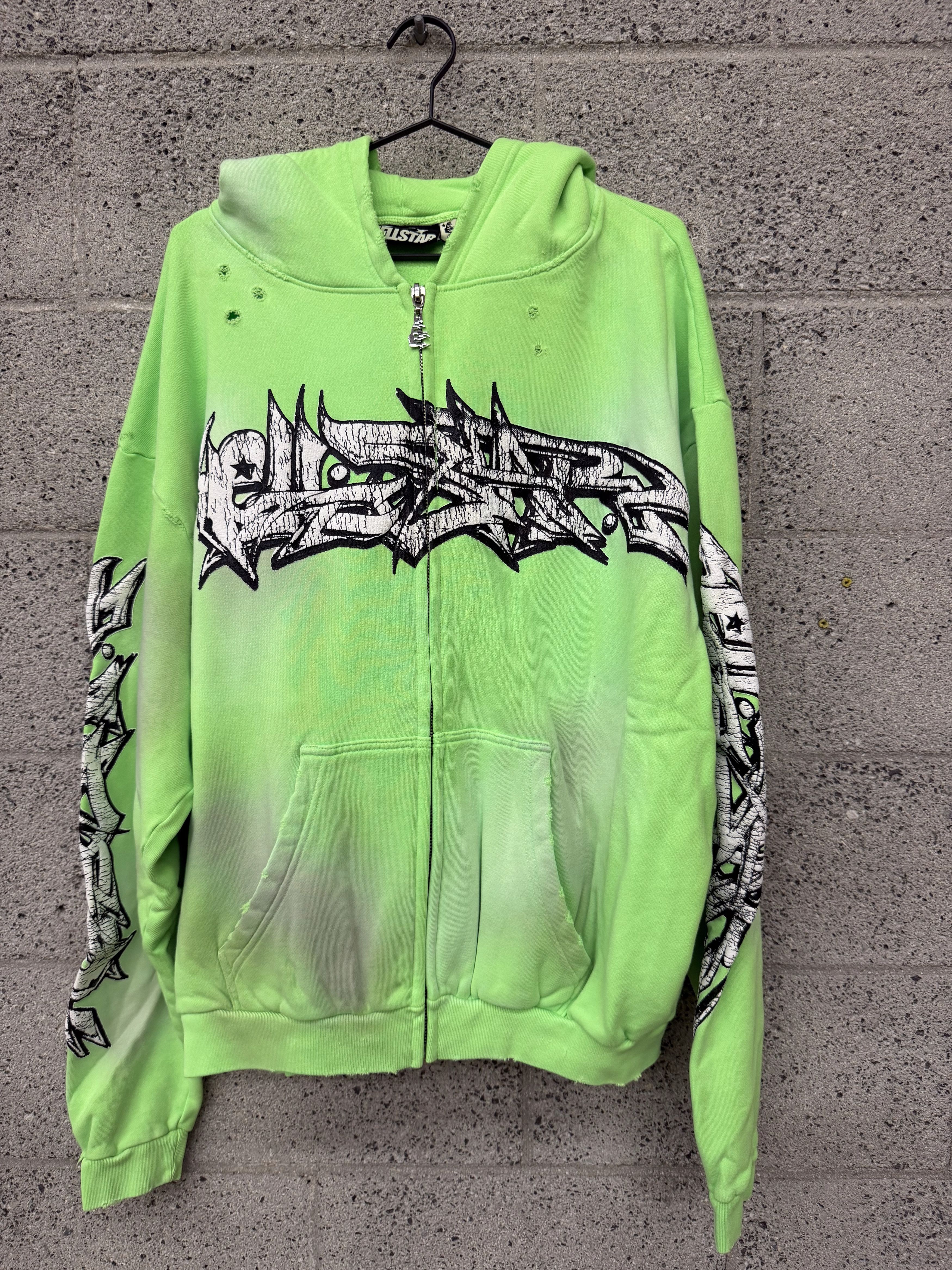 HELLSTAR Hellstar Graffiti Zip Up Hoodie Green | Grailed