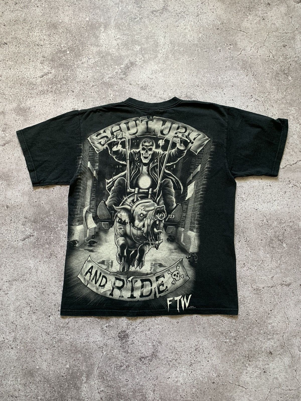 Liquid Blue 2000 Skull "Shut Up And Ride" Biker T-Shirt Size US M / EU 48-50 / 2 - 2 Thumbnail