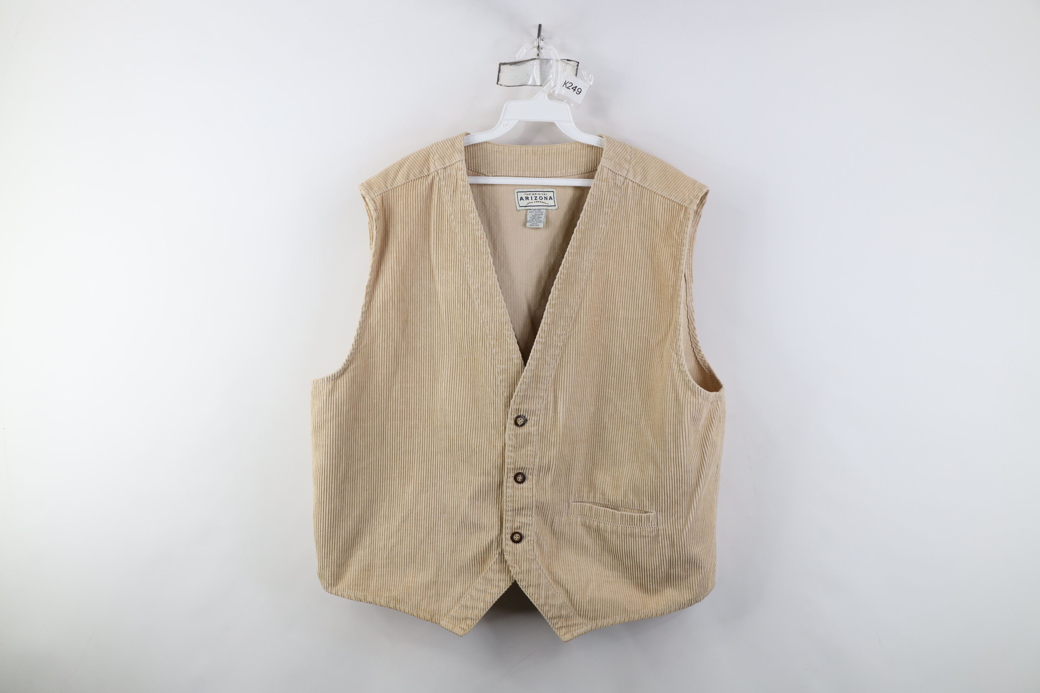 Vintage Vintage 90s Streewear Button Vest Jacket Beige Cotton Size US XL / EU 56 / 4 - 1 Thumbnail