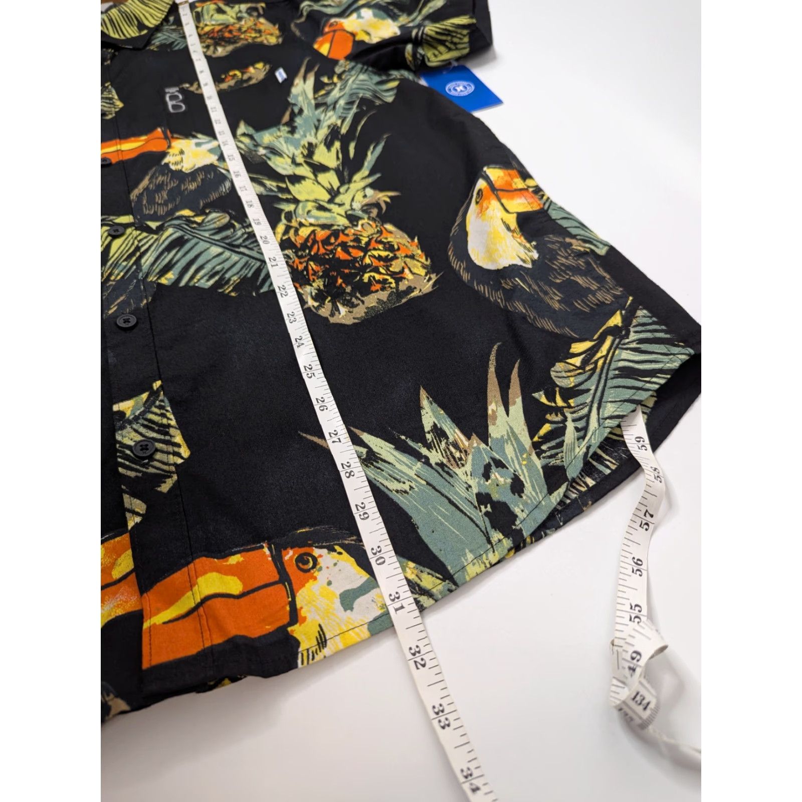 Hurley NWT Hurley Shirt Button-Up Short Sleeve AOP Tropical Toucan Pineapple Black Size L Mens Size US L / EU 52-54 / 3 - 4 Thumbnail