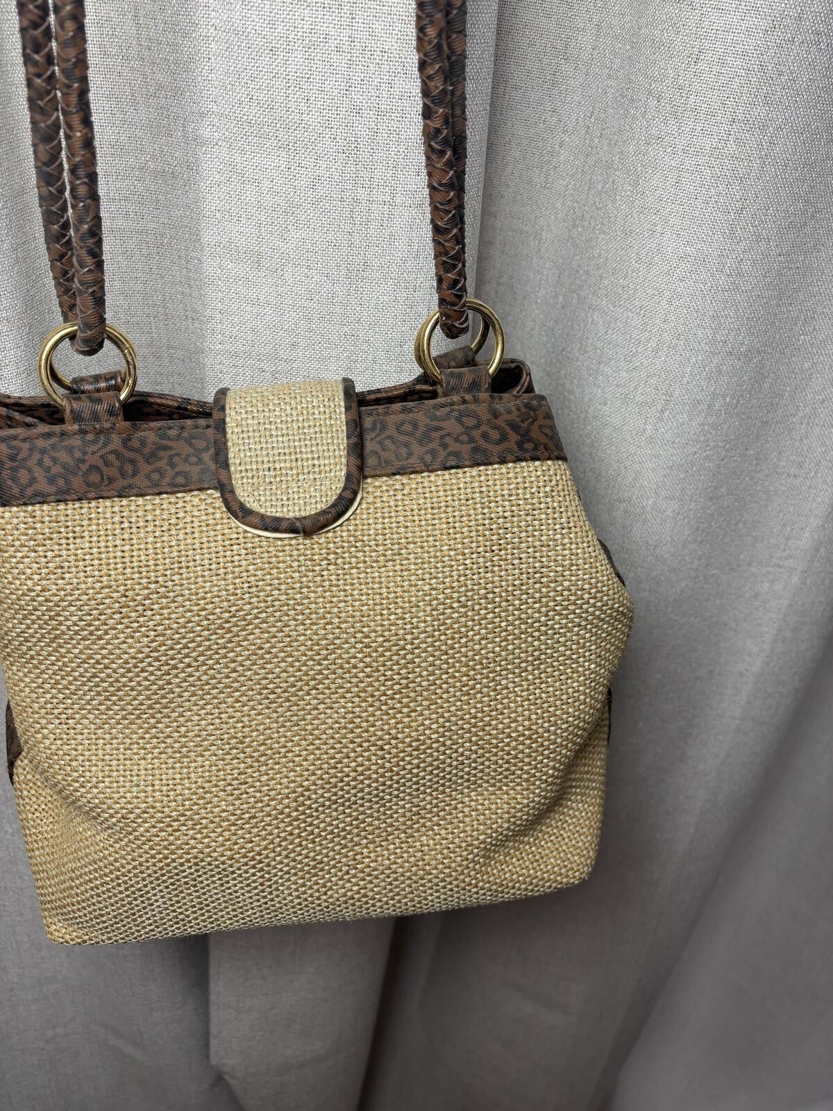 The Unbranded Brand Woven Y2K Forest Fairy Patchwork Bag Leopard Print Accents Size ONE SIZE - 8 Thumbnail
