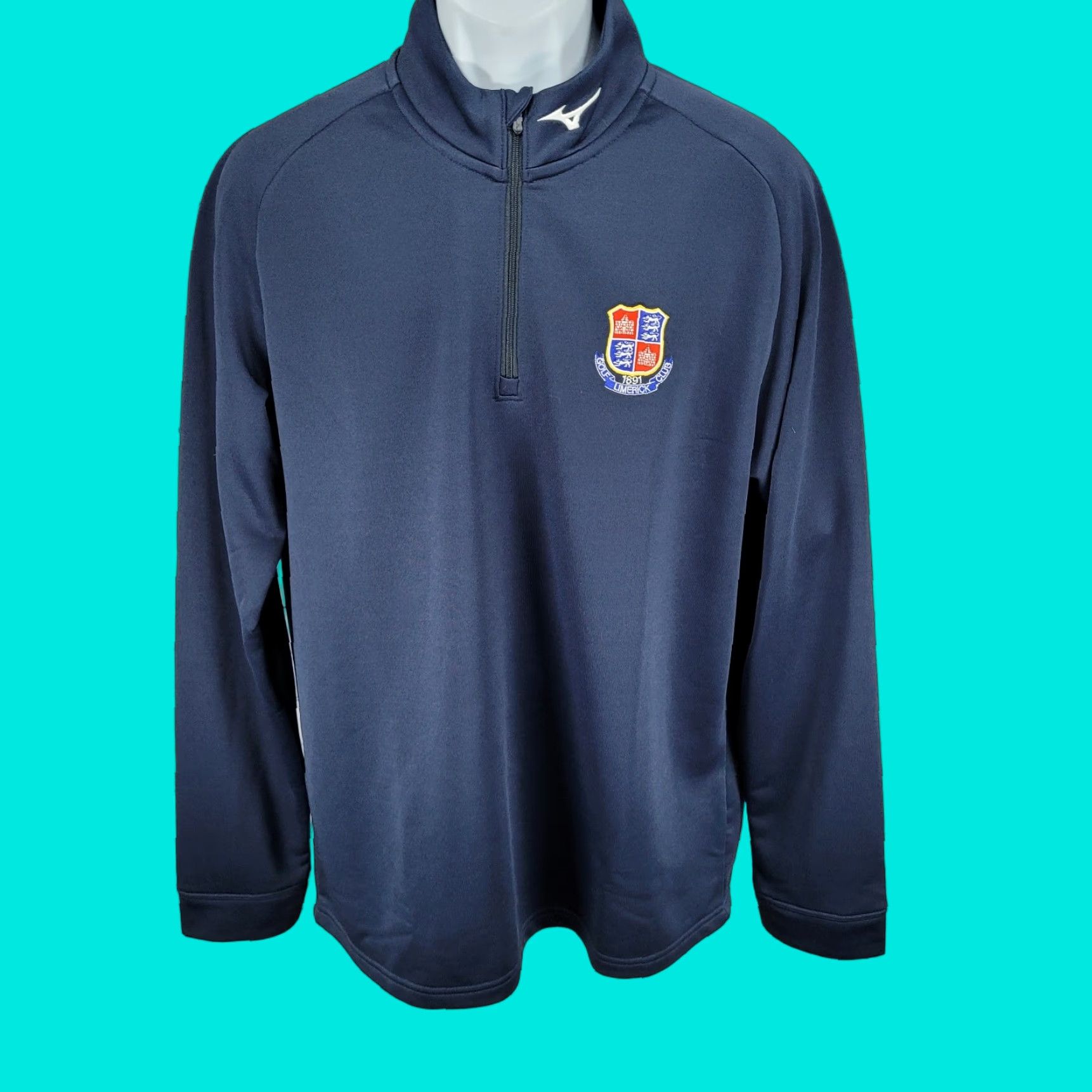 Mizuno Mizuno Golf Limerick Club 1891 Navy Pullover 1/4 Zip Mock Neck Jacket Large L Men Size US L / EU 52-54 / 3 - 1 Thumbnail