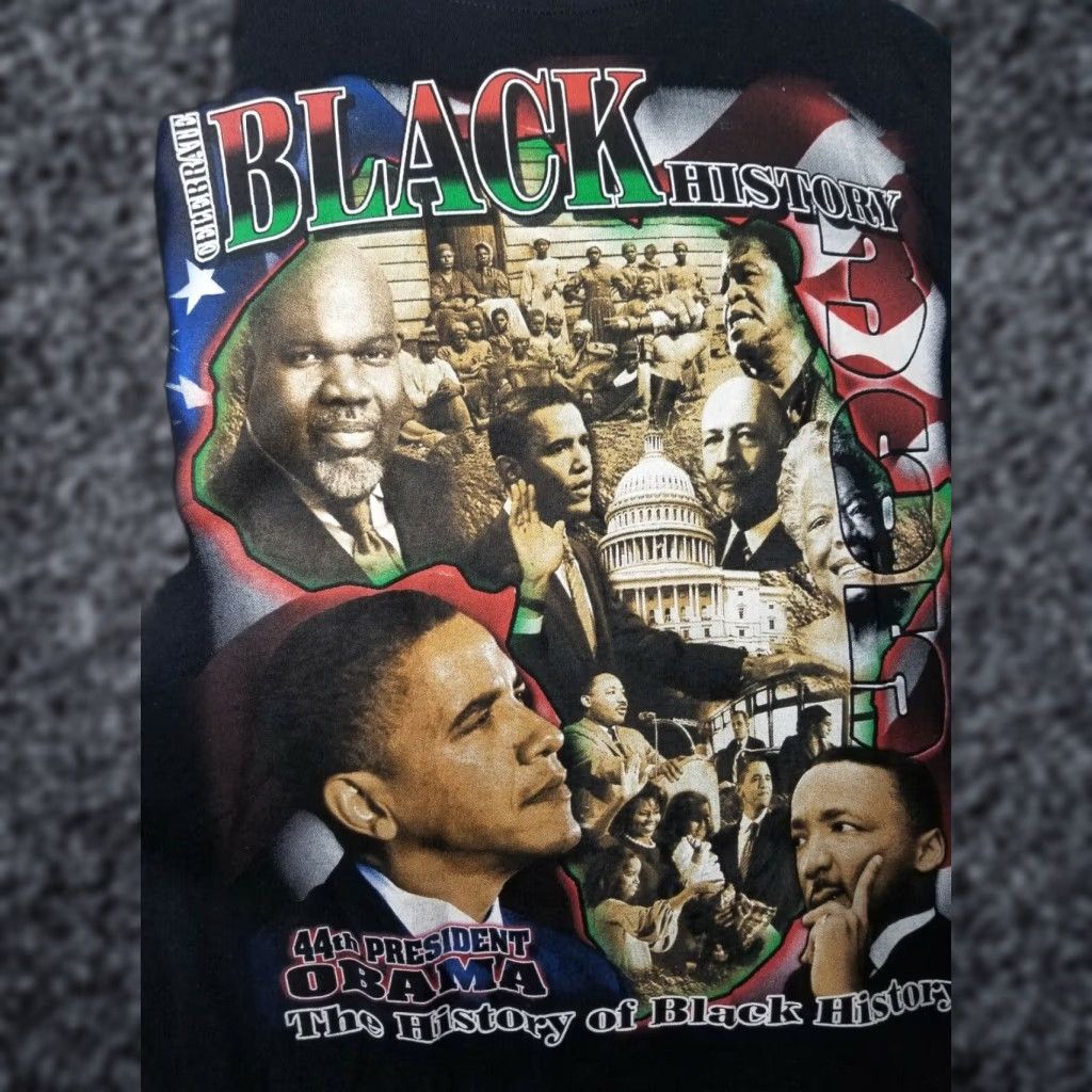 Mens 2XL Black History Month 365 Rap Tees Double Sided T Shirt Obama MLK Malcom Shirt Men Black History Month Rap Tees Double Sided T Shirt 2XL Mens
