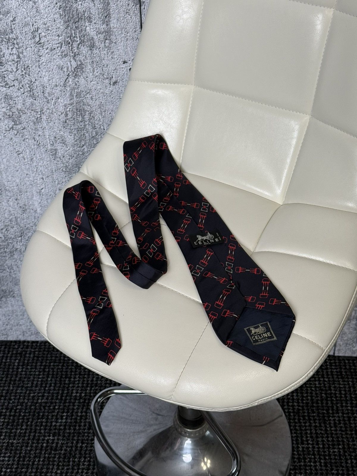 Celine Vintage CELINE Paris Silk Tie Geometric Pattern Necktie Size ONE SIZE - 2 Thumbnail