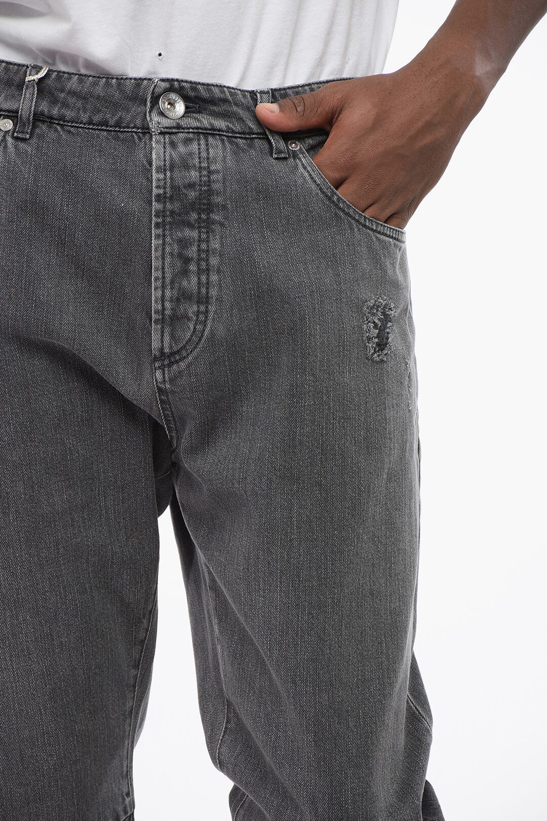 Brunello Cucinelli og1mm0725 Slim Fit Stone Washed Denim in Grey Size US 36 / EU 52 - 2 Thumbnail