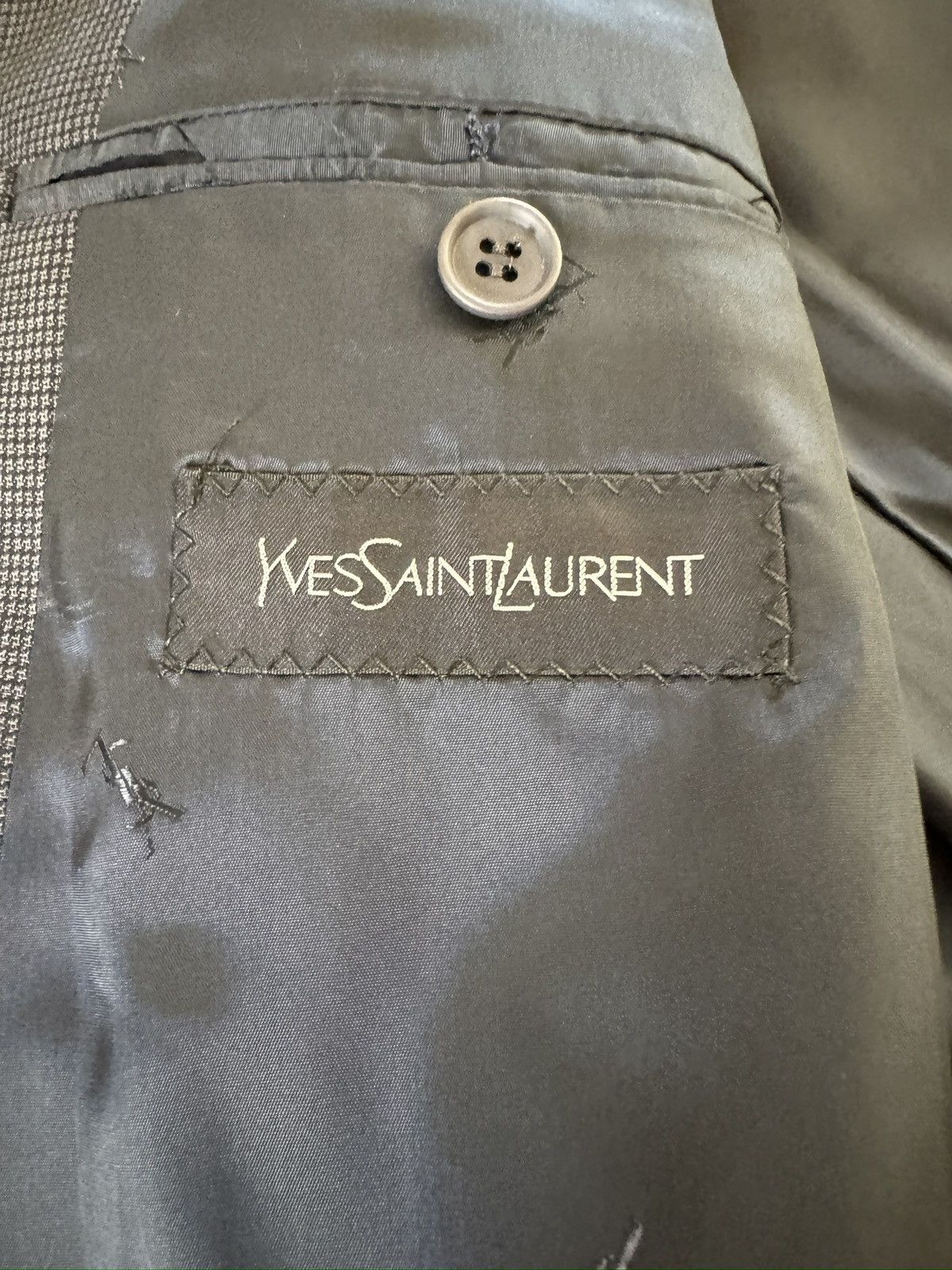 Vintage × Yves Saint Laurent Yves Saint Laurent YSL Vintage Nailhead Jacket in Gray 48R Size 48R - 7 Thumbnail