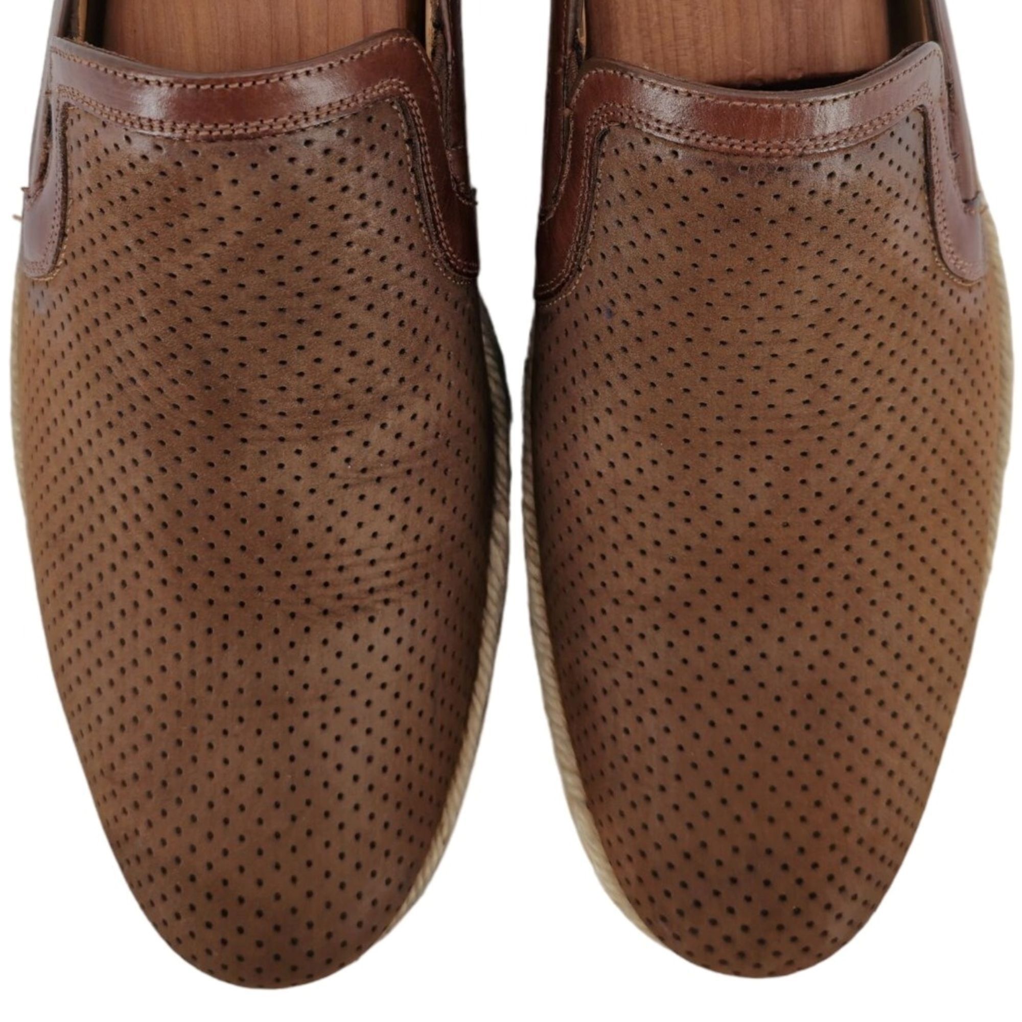 Mezlan Mezlan Spain Brown Perforated Leather Slip-on Loafer Men 9.5 Size US 9.5 / EU 42-43 - 2 Thumbnail