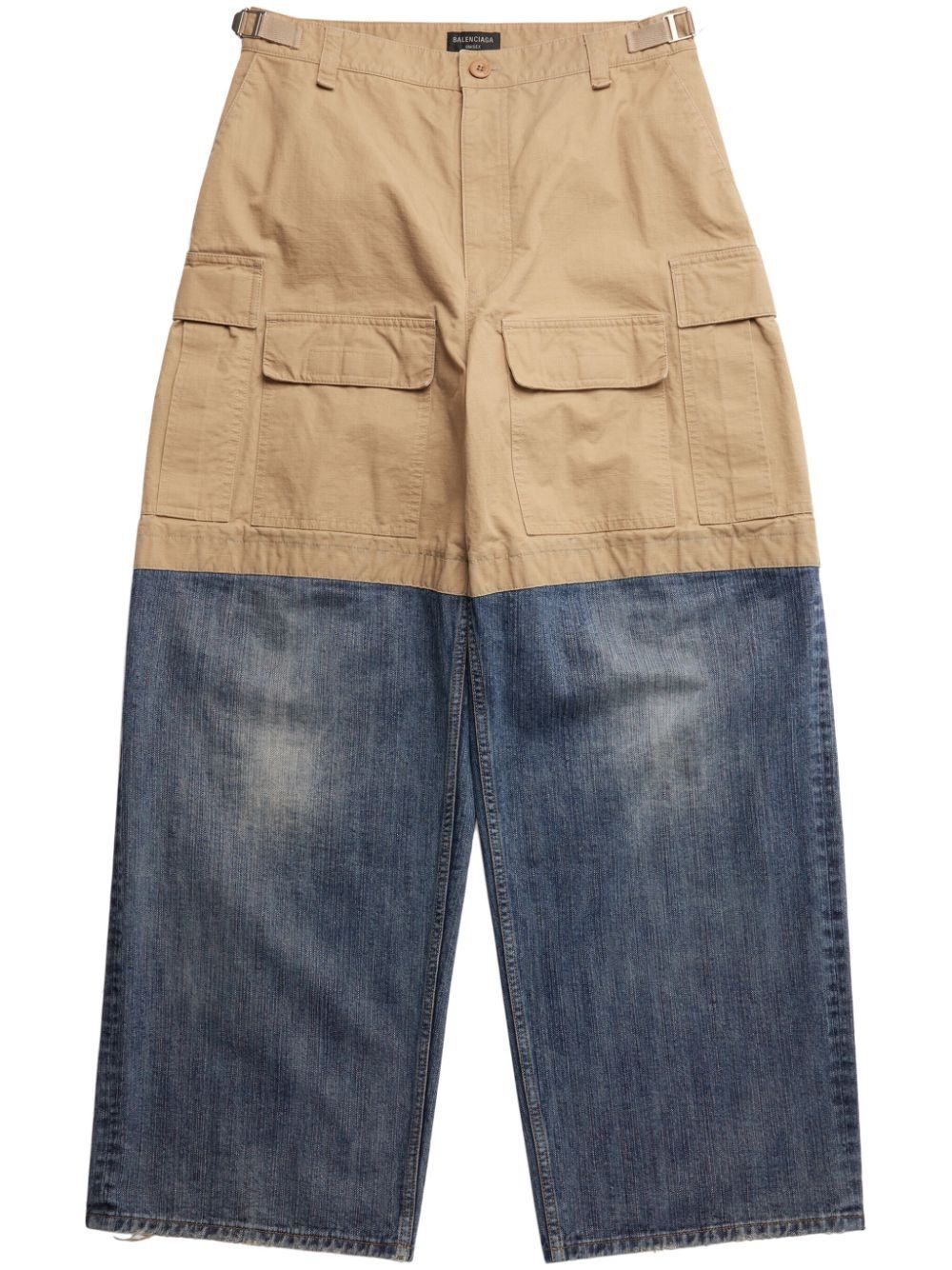 balenciaga patched cargo pants blue/beige