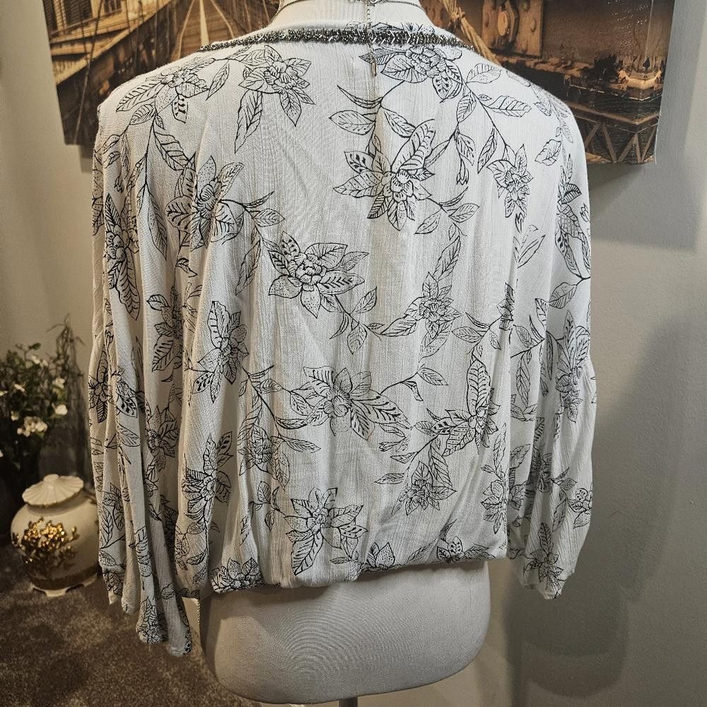 Designer Boho Chic Floral Print Cropped Top Size M / US 6-8 / IT 42-44 - 5 Thumbnail
