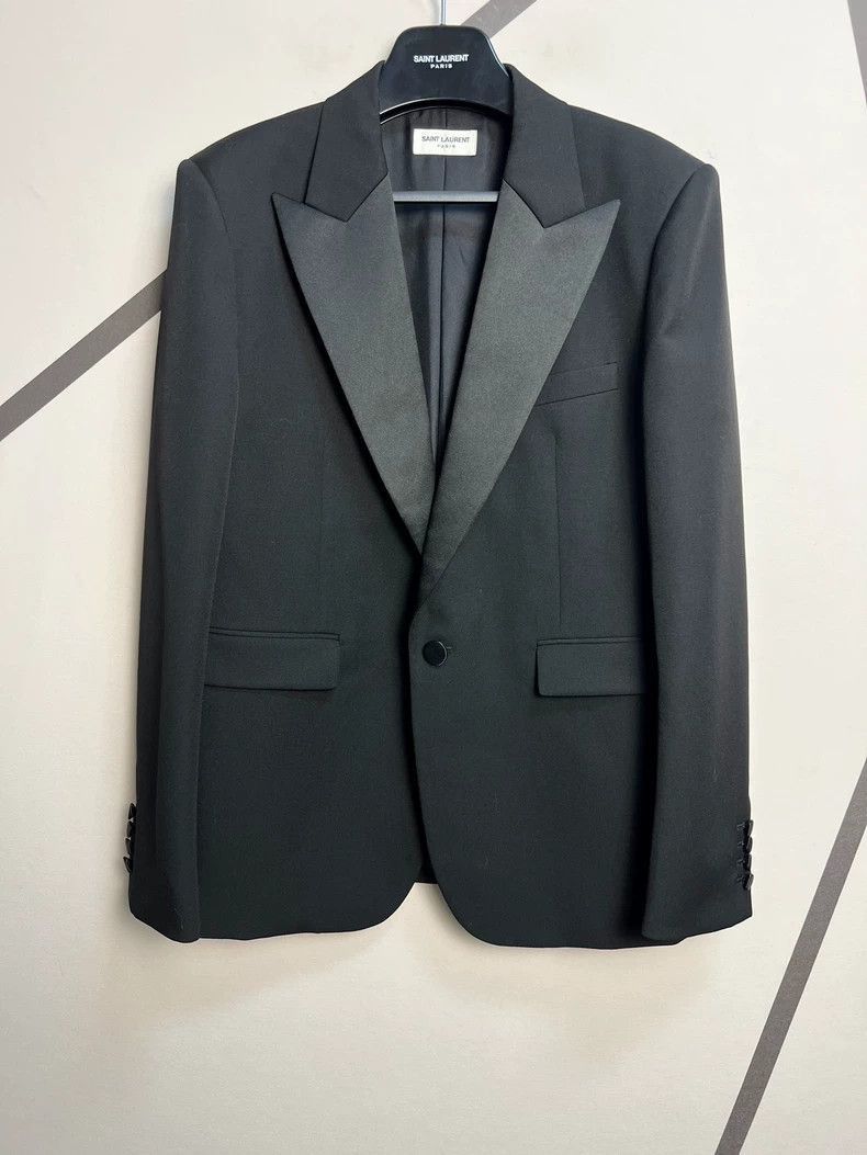 Saint Laurent Paris Saint Laurent Black Satin Smoking Jack