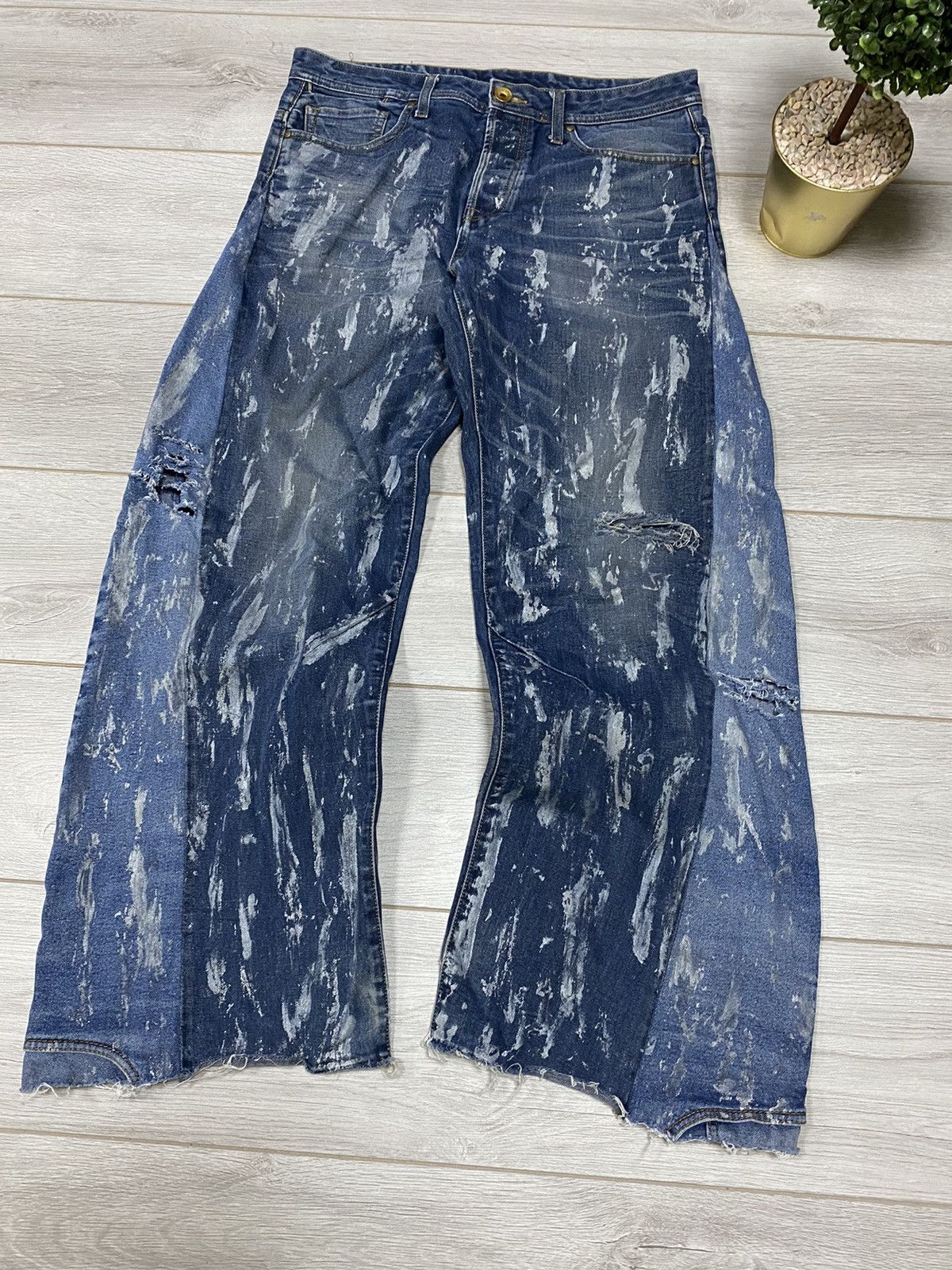 Vintage Jeans Dirty painted Pants patchwork crash thrasheddistressed Size US 35 - 5 Thumbnail