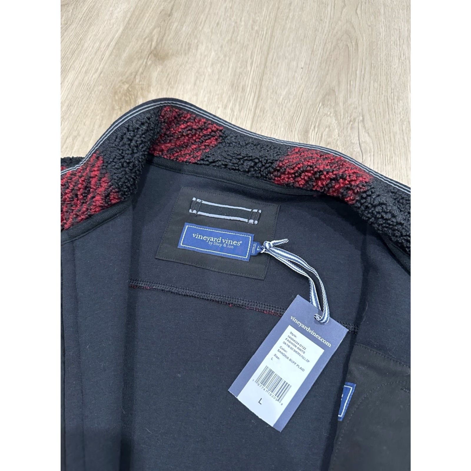 Vineyard Vines Vineyard Vines On The Go Sherpa Full Zip Jacket Men L Plaid Sangria Bluff Red Black NWT Size US L / EU 52-54 / 3 - 5 Thumbnail
