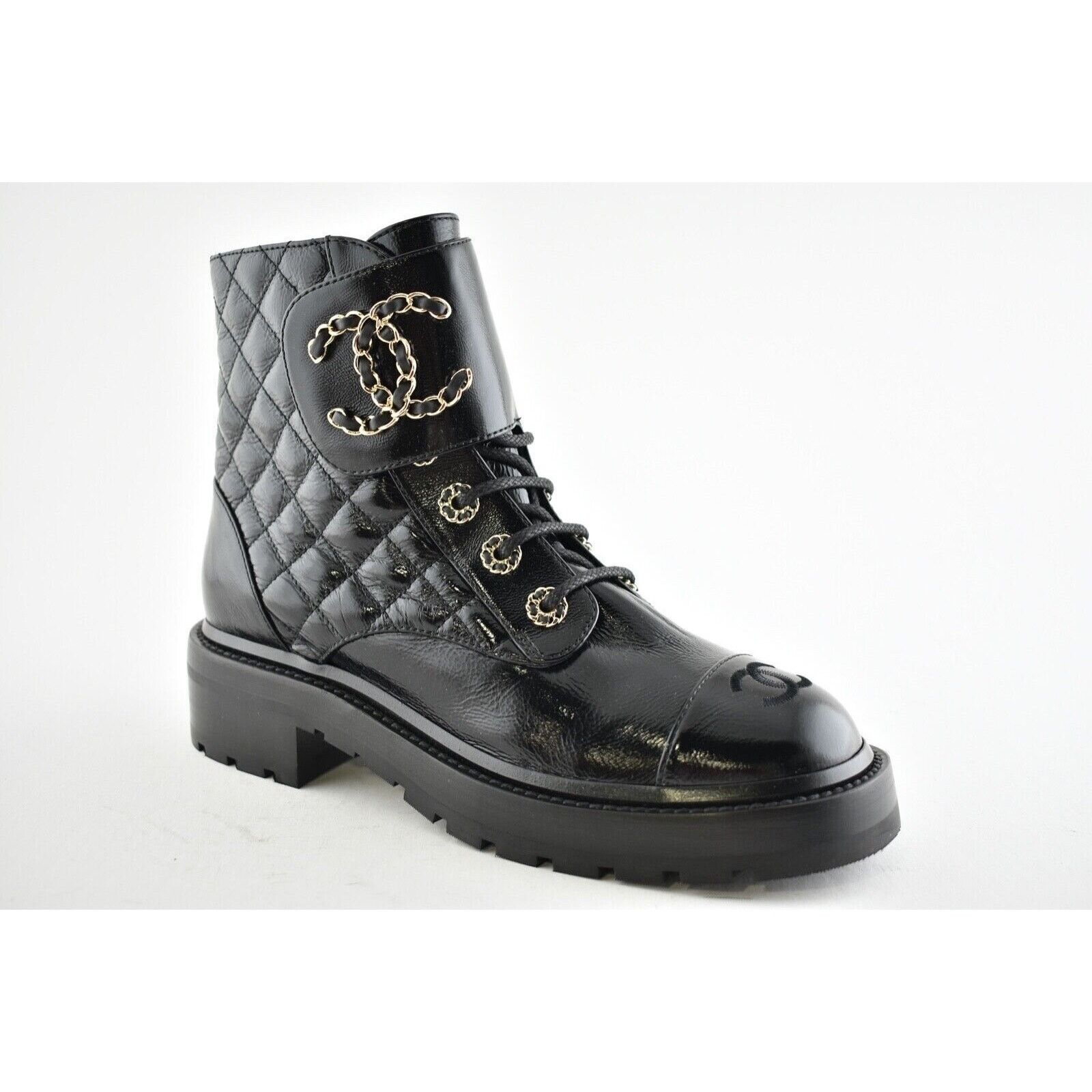 Chanel Chanel 21A Black Shiny Patent Quilted Gold CC Chain Size US 7 / IT 37 - 4 Thumbnail