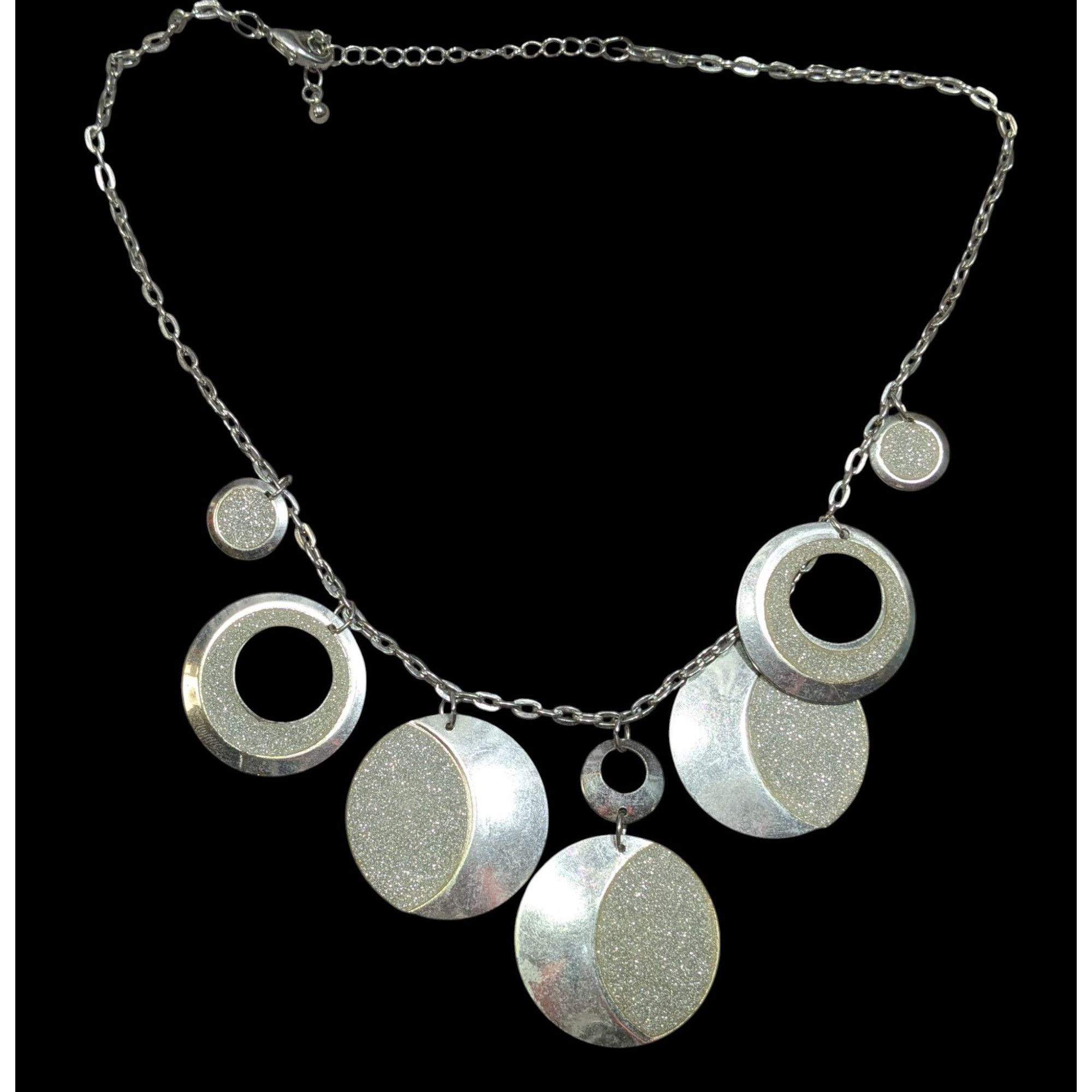 Other Whimsical Glitter Silver Tone Medallion Charm Necklace Size ONE SIZE - 1 Thumbnail