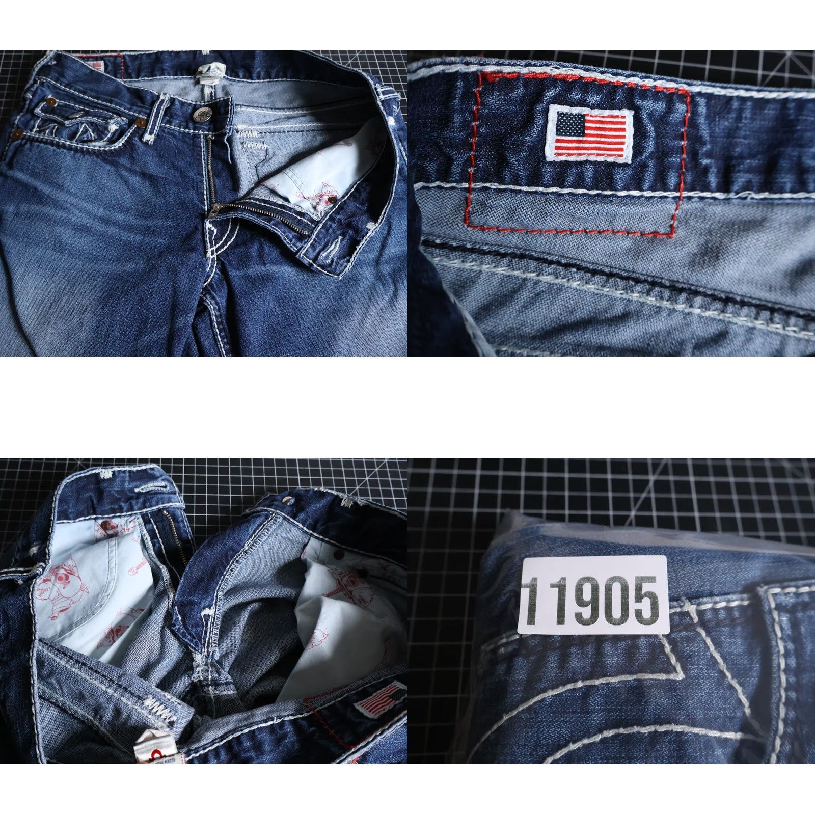 True Religion VINTAGE True Religion Jeans Men's Boot Cut Billy Giant Big T Flap Pockets 33 x 27 90s Size US 33 - 10 Thumbnail