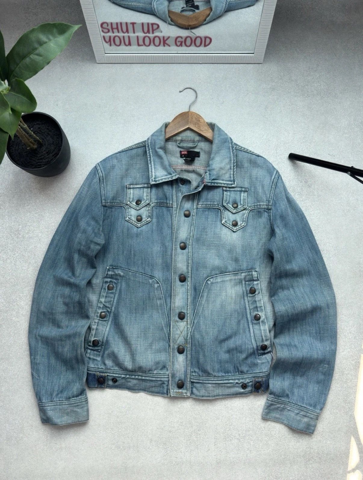 Diesel Vintage Diesel 90s Denim Jeans Logo Button Up Blue Jacket Size US L / EU 52-54 / 3 - 1 Thumbnail