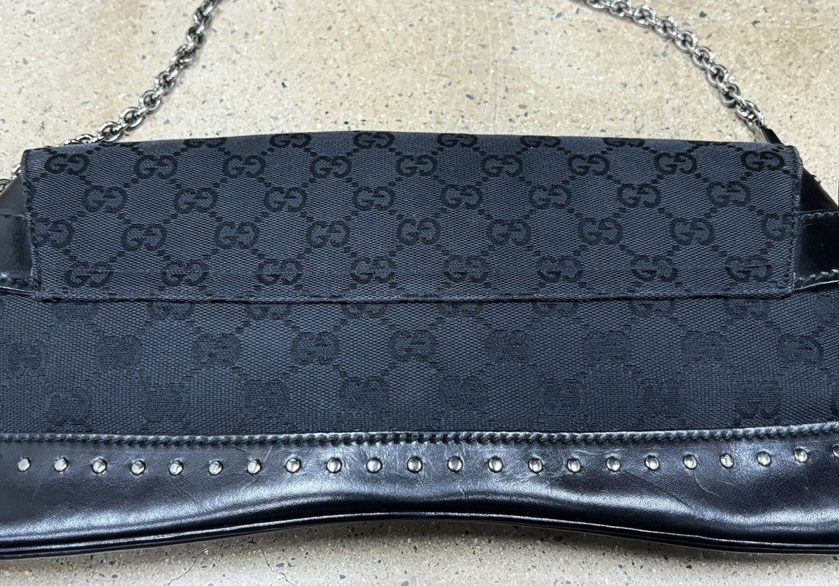 Gucci GUCCI Black GG Canvas Horsebit Chain Large Clutch Bag Size ONE SIZE - 7 Thumbnail