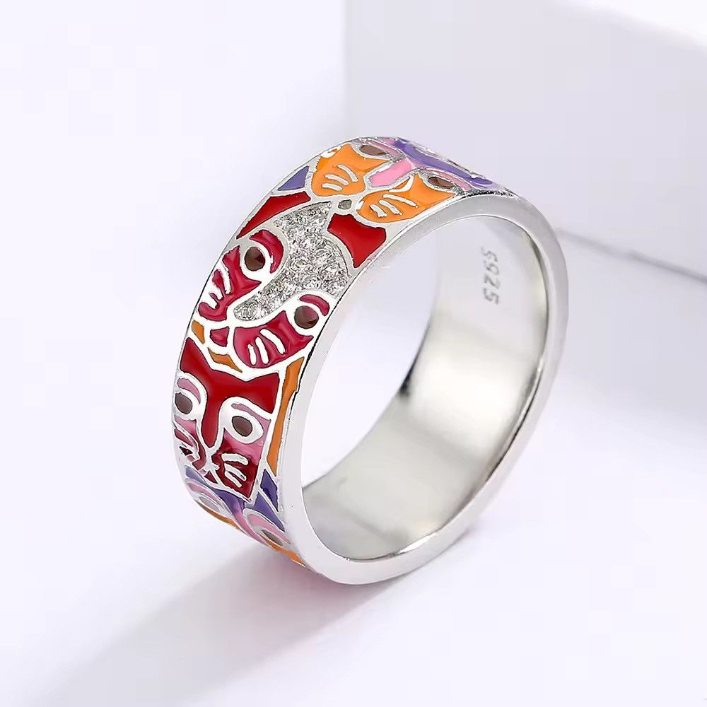 Japanese Brand Cat Face Enamel Ring ( size 6-10 ) Size ONE SIZE - 3 Thumbnail