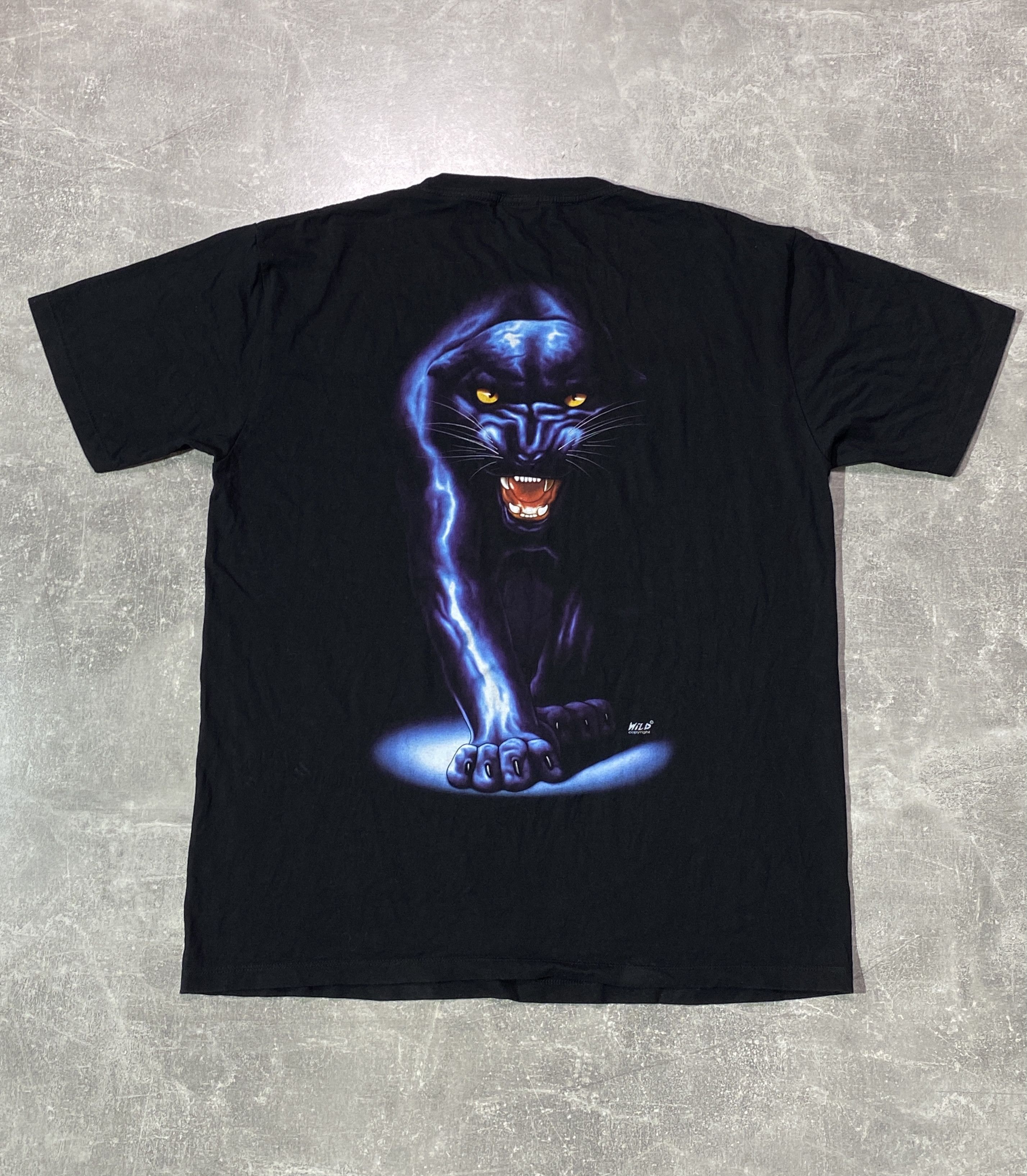 Vintage Vintage 90s WILD Dark Lightning Panther T-shirt Size US XL / EU 56 / 4 - 6 Thumbnail