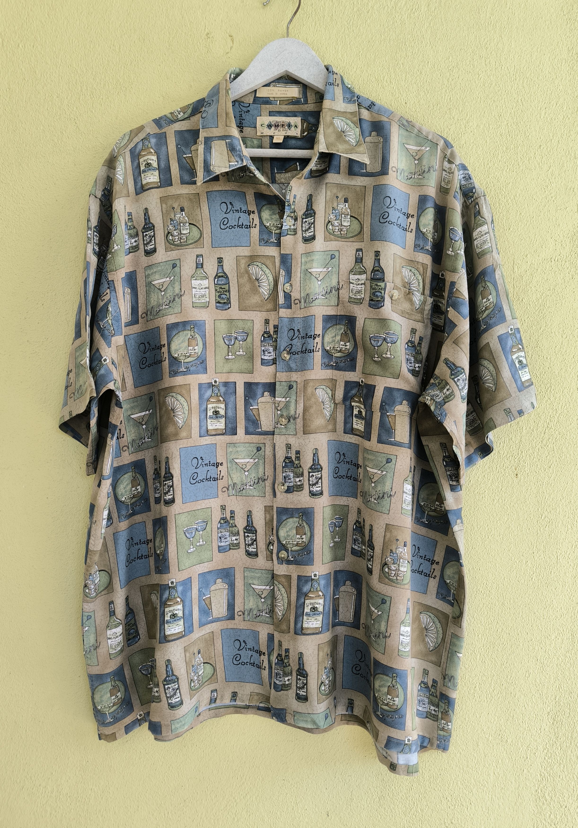 image of VTG Hawaiian Shirt By Campia Moda Cocktails Fullprint, Men's (Size XL)