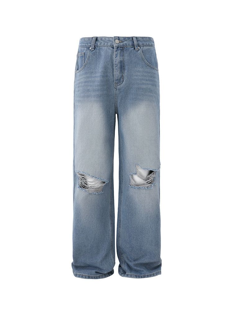 Japanese Brand × Jean Retro loose straight leg casual ripped jeans Size US 32 / EU 48 - 6 Thumbnail