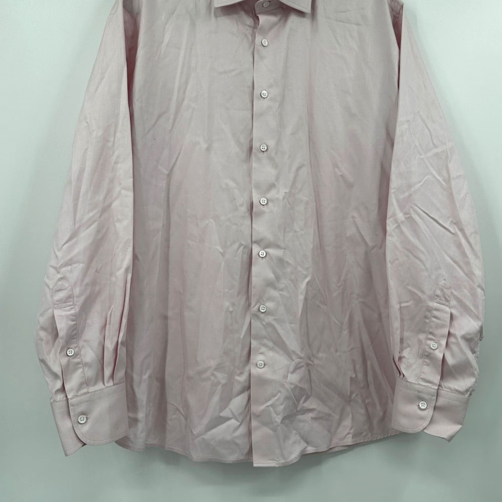 Pinko Spier Mackay Dress Shirt Pink Long Sleeve Men XL 17.5 36 Solid Classic Spread Barrel Cuff 100% Cotton Wrinkle Resistant Size 46R - 7 Thumbnail