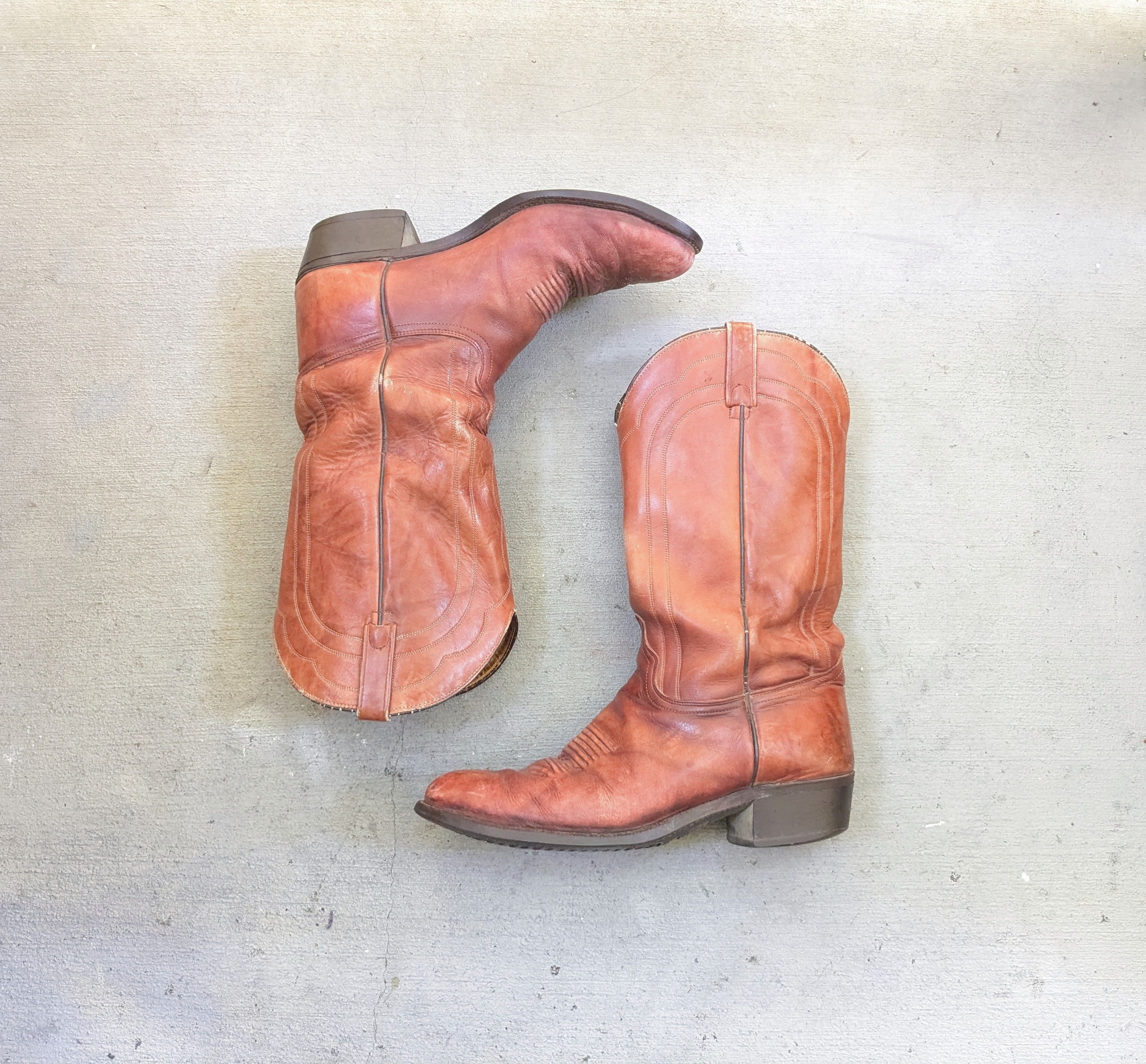 Genuine Leather J Chisholm Cowboy Boots Brown 11 D USA Botas Size US 11 / EU 44 - 1 Thumbnail