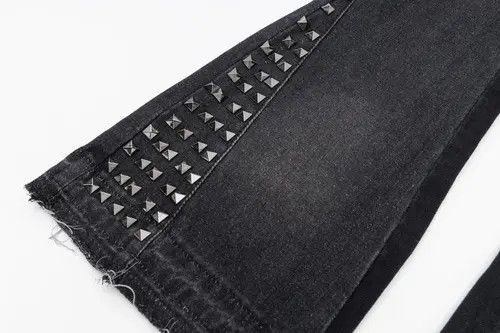 VIBE Baggy Y2k patchwork side rivets flared jeans trousers Size US 32 / EU 48 - 5 Thumbnail