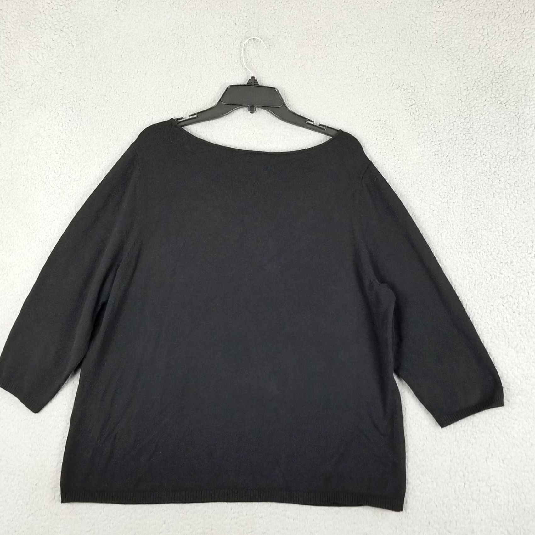Vintage Lane Bryant Blouse Womens Plus Size 20 Black Scoop Neck Long Sleeve Balloon Sleeve Pullover Tunic Top Size 3XL / US 20-22 - 6 Thumbnail