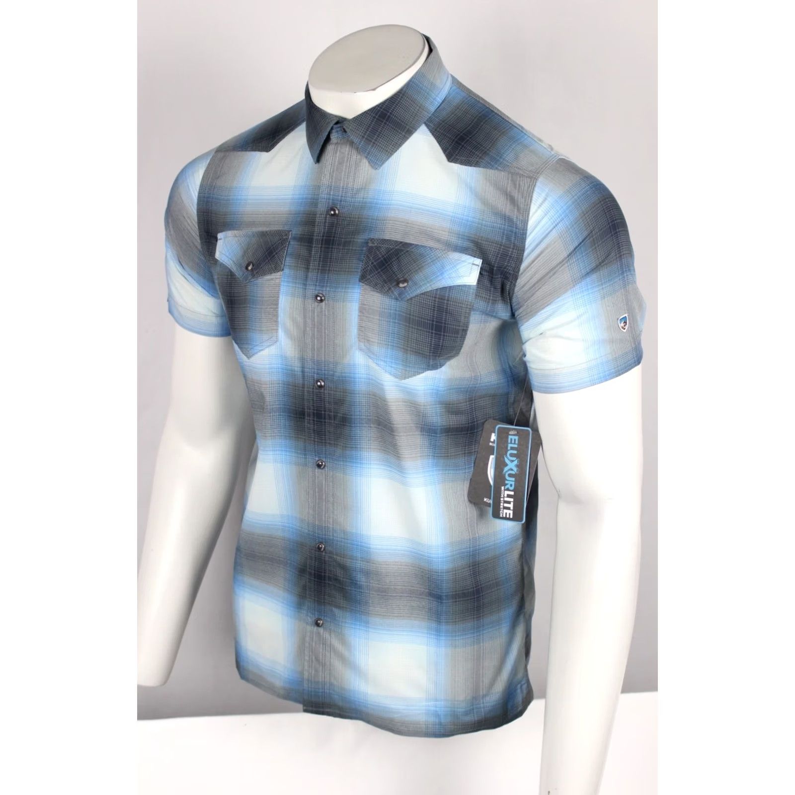 Vintage Kuhl Konquer Shirt S Small Ice Blue 7489 Short Sleeve Button Up Plaid Men's Shirt Size US S / EU 44-46 / 1 - 2 Thumbnail
