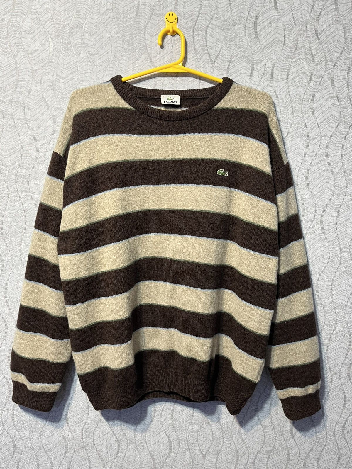 Vintage Lacoste Pure New Wool Brown/Beige Crewneck Sweater