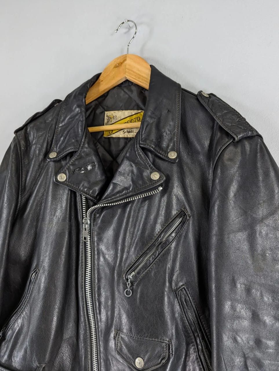 Schott 💥OFFER ME💥 TRUE VINTAGE Schott PERFECTO USA Double Collar Size US L / EU 52-54 / 3 - 2 Thumbnail