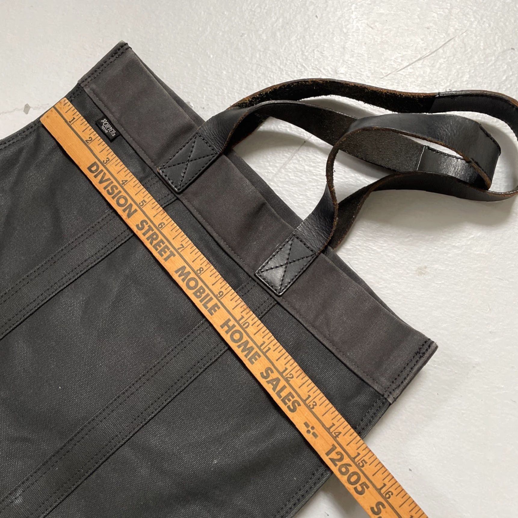 Rue Porter Porter Canvas Leather Tote Bag Travel Unisex Adults Black 1 Size City Designer Minimal Size ONE SIZE - 3 Thumbnail
