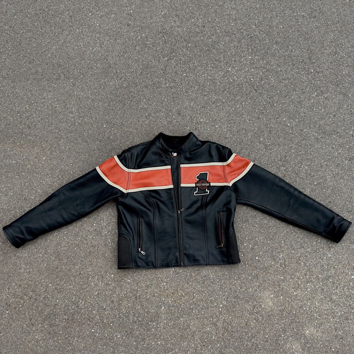 Harley Davidson Leather jacket Harley Davidson black orange motorcycle usa Size L / US 10 / IT 46 - 4 Thumbnail