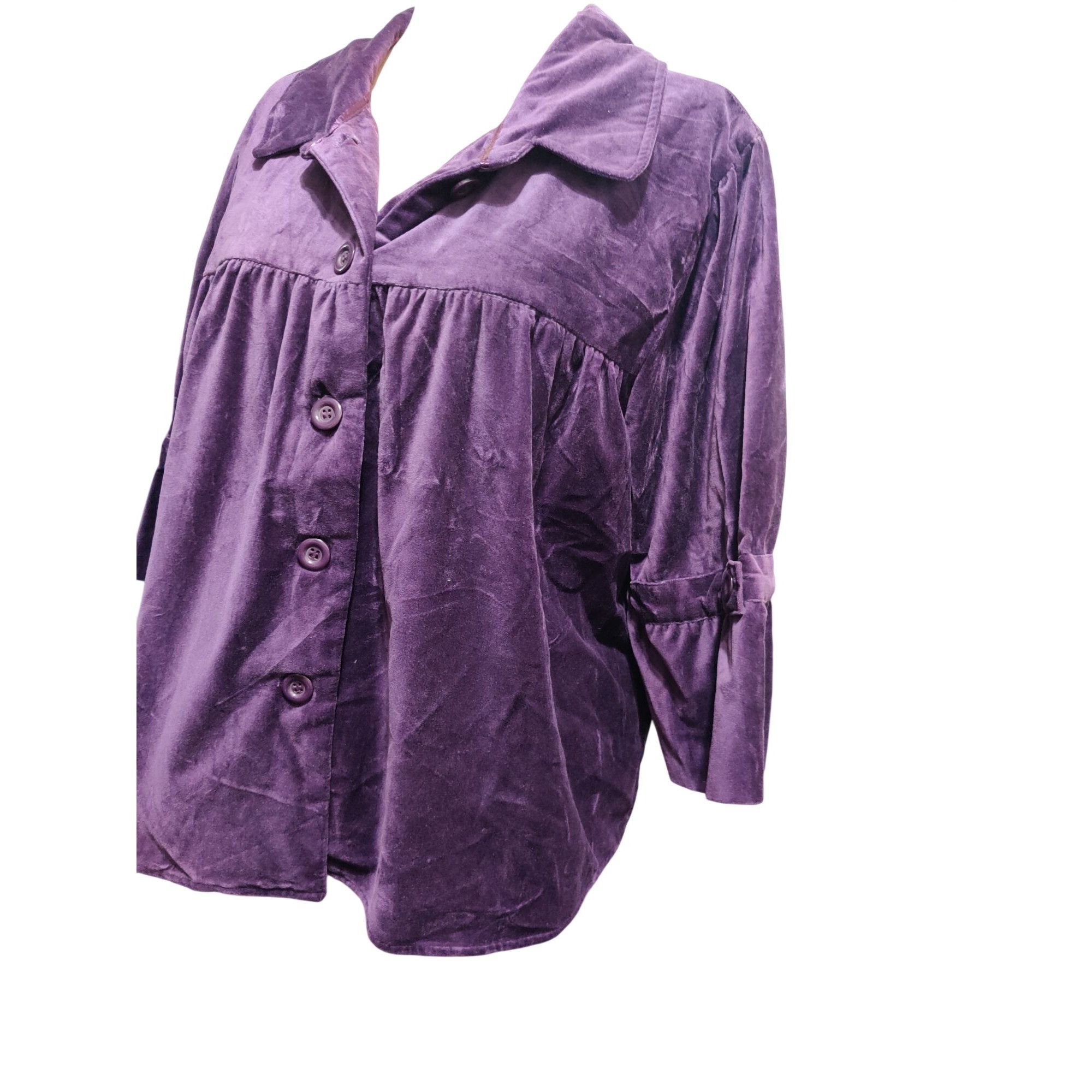 Route 66 Route 66 2X Purple Velour Button Front Plus Size Swing Jacke Size XXL / US 16-18 / IT 52-54 - 9 Thumbnail