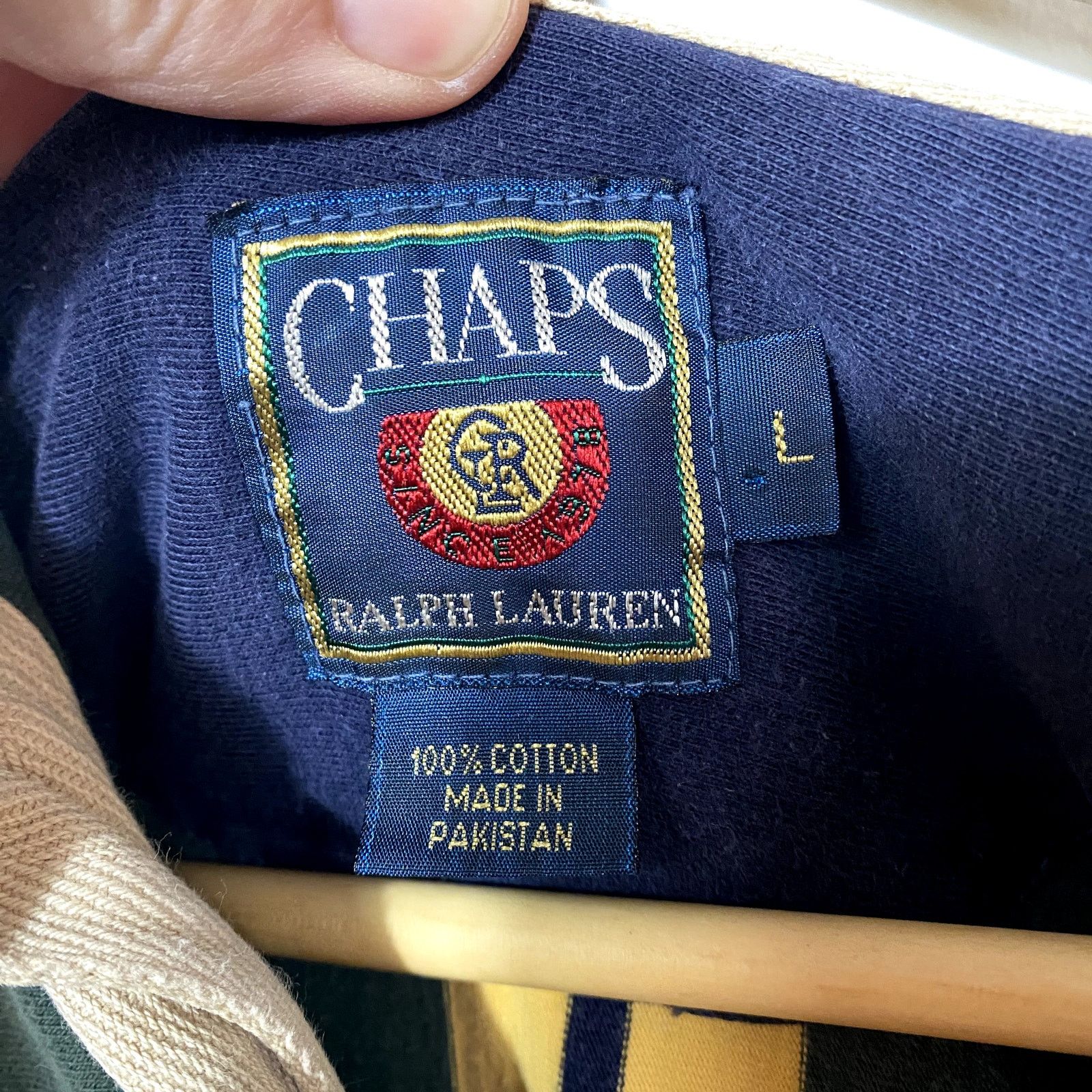 Chaps × Chaps Ralph Lauren × Vintage Vintage 90s Chaps Ralph Lauren Striped Long Sleeve Polo Size US L / EU 52-54 / 3 - 4 Thumbnail