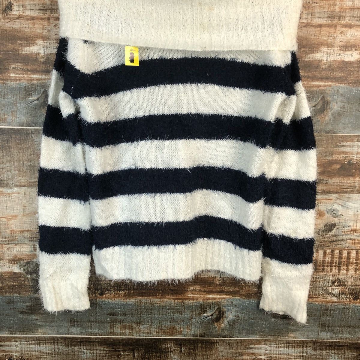 Homespun Knitwear × Japanese Brand × OVER THE STRiPES DLL Leah Matin BlueStripe Turtle Neck Knitwear #C041 Size M / US 6-8 / IT 42-44 - 3 Thumbnail