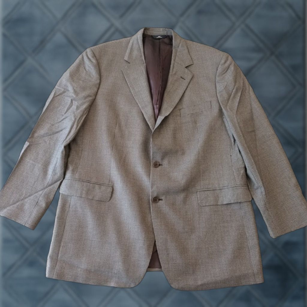 Brooks Brothers Brooks Brothers Blazer Mens 46 Long Gray Houndstooth Wool Two Button Single Vent Jacket Coat Notch Lapel 2 Piece Regular Mens Size 46R - 1 Thumbnail