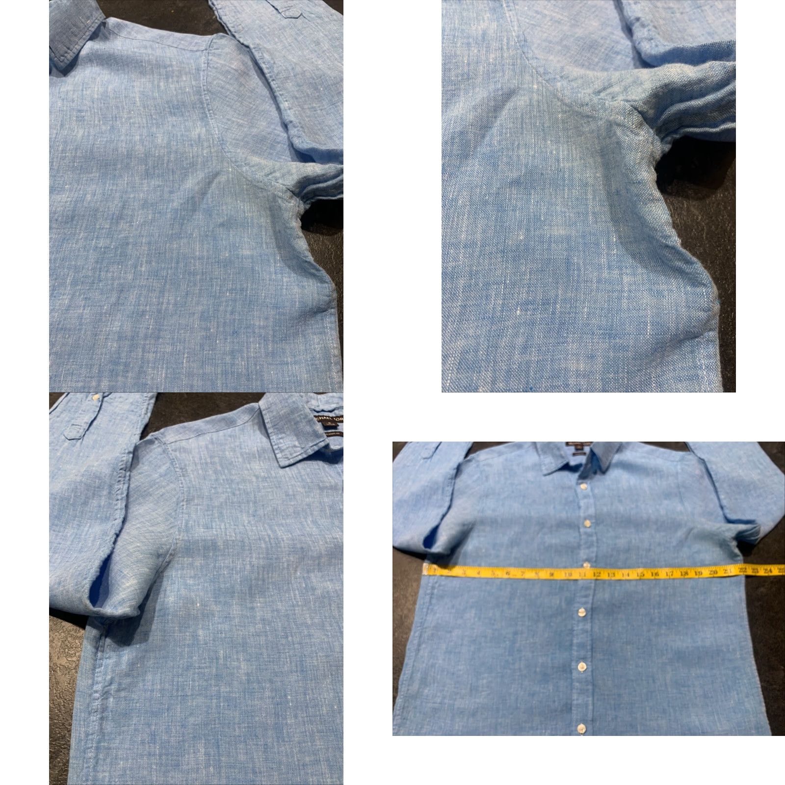 Michael Kors Michael Kors Men's Blue Linen Button-Up Shirt Long Sleeve Size M Classic Fit All Seasons Size US M / EU 48-50 / 2 - 8 Thumbnail