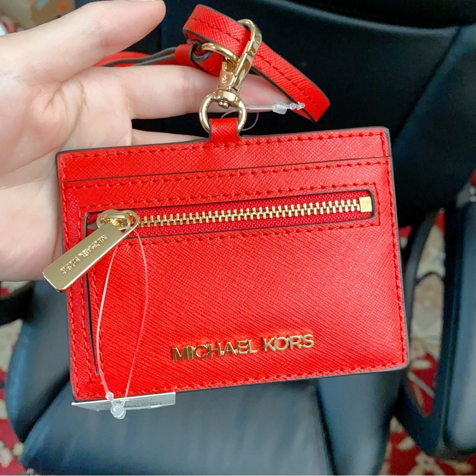 Michael Kors Michael Kors ID card case lanyard in dark sangria Size ONE SIZE - 4 Thumbnail