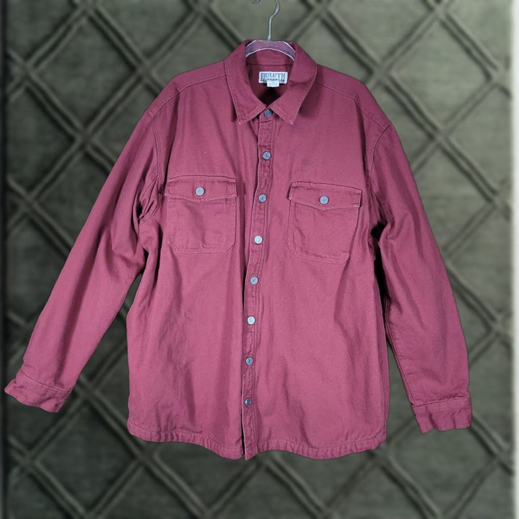 Vintage Duluth Shacket Shirt Jacket Maroon Lined Fleece Heavy Canvas XL/Tall XLT Men Jacket Shacket Winter Fall Spring Outdoor Size US XL / EU 56 / 4 - 1 Thumbnail