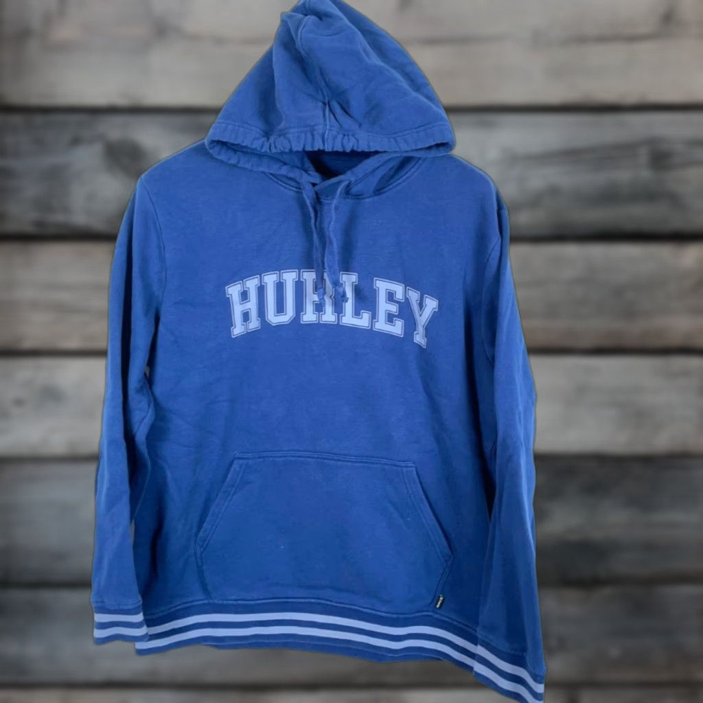 Hurley Hurley Hoodie Men Large Blue Spell Out Pullover Drawstring Sweatshirt Y2K Vintage Graphic Print Pocket Logo Crew Neck Size US L / EU 52-54 / 3 - 1 Thumbnail