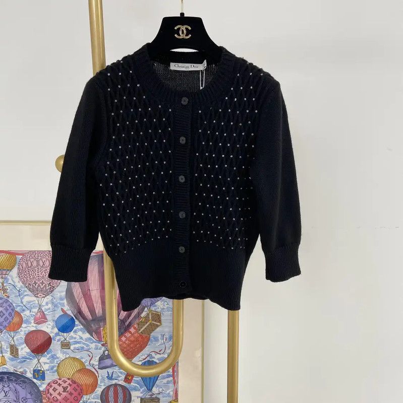 Dior Dior Black Wool Short Sleeve Sweater 0089 Size S / US 4 / IT 40 - 1 Thumbnail
