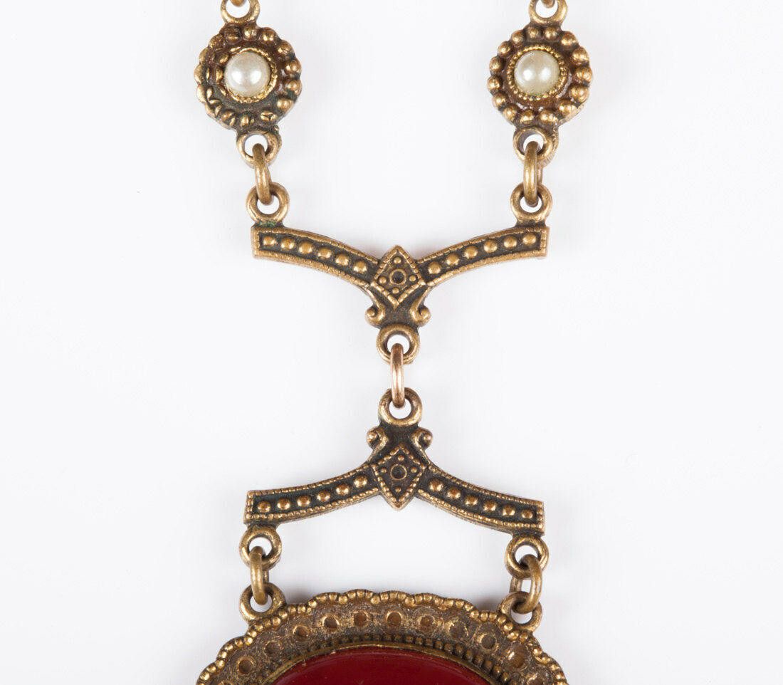 Designer Czech Brass and Carnelian Necklace Size ONE SIZE - 3 Thumbnail