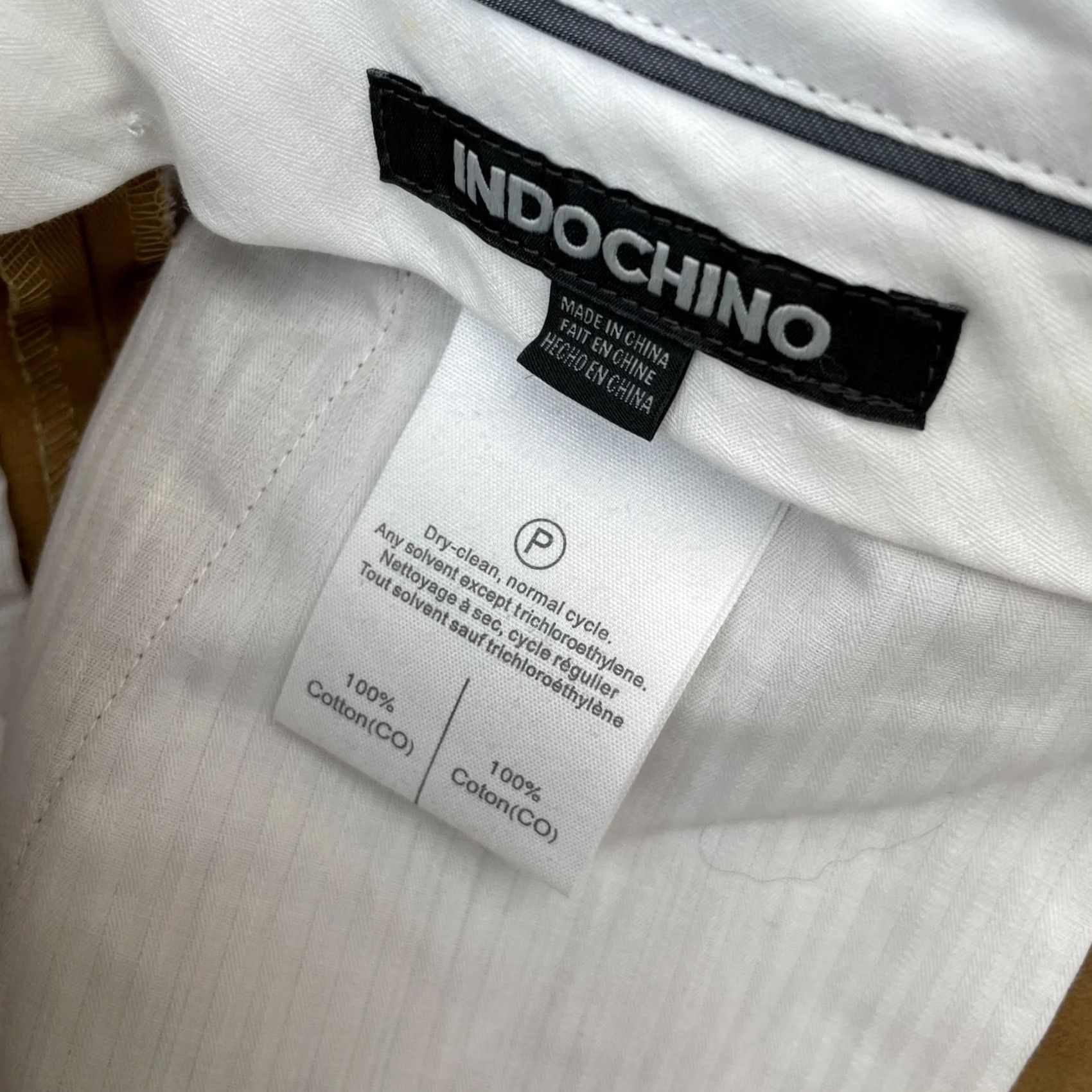 Vintage Indochino Pants Mens Medium Beige Dress Cotton Office Wear Formal Straight Leg Pants Mens Regular Beige Dress Pants Size US 34 / EU 50 - 4 Thumbnail