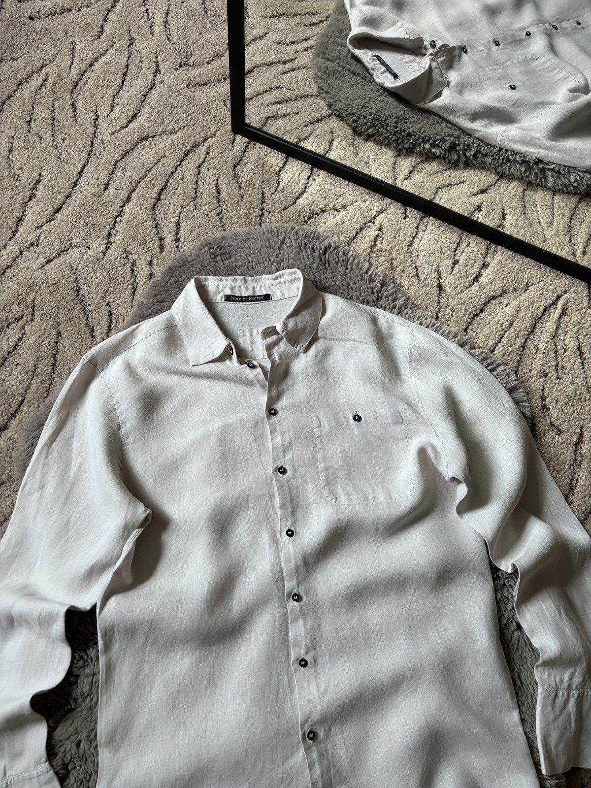 hannes roether Hannes Roether shirt beige linen long sleeve shirt Size US M / EU 48-50 / 2 - 3 Thumbnail